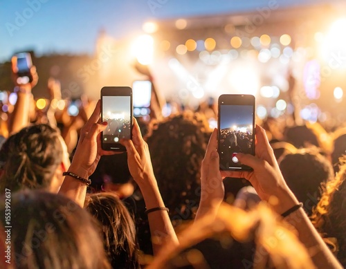 Crowd at a concert taking photos