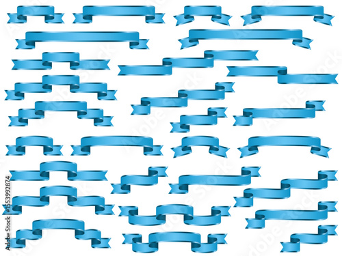 リボン、5水色、滑縁