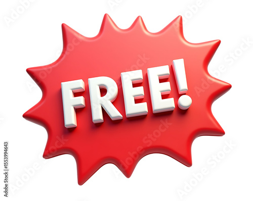 Free Offer Sign Red Burst with White Letters