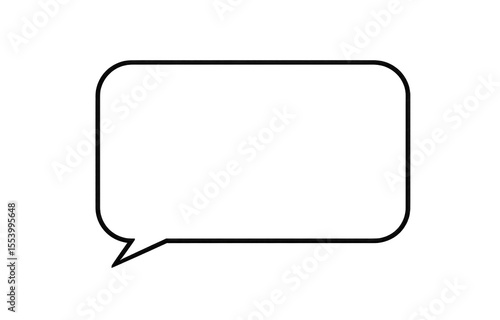 A simple, black, rectangular speech bubble with rounded corners and a subtle textured outline