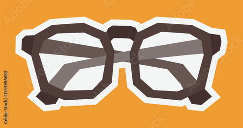 Flat Colour Sticker of A Glasses with Cutout Style