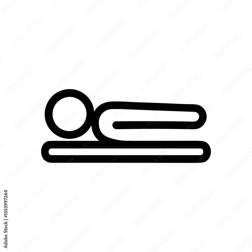 Simple Outline Human Lying Down on Mattress Pose Icon Illustration Simple Outline Human Lying Down on Mattress Pose Icon Illustration