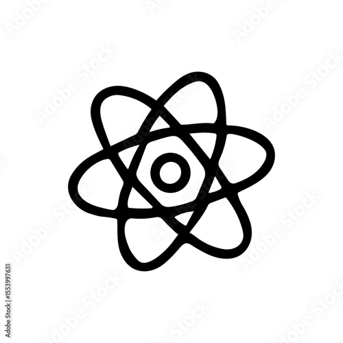 Simple Handdrawn Outline Atom Structure Symbol Icon Shape Design