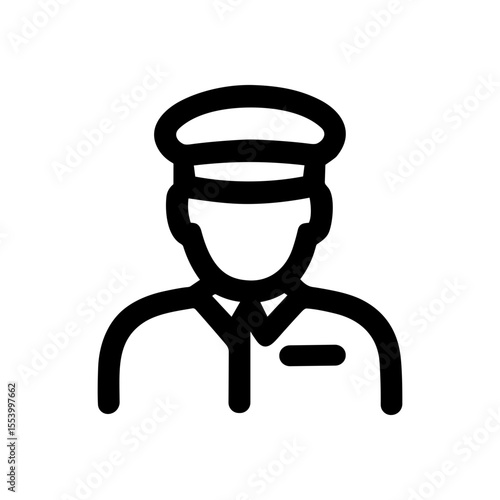 Minimalist Outline Style of Bellhop Line Drawing Style with Hat Icon