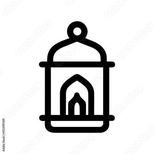 Wallpaper Mural Simple Lineart Arabic Lantern Celebration Glowing Light Outline Icon Torontodigital.ca