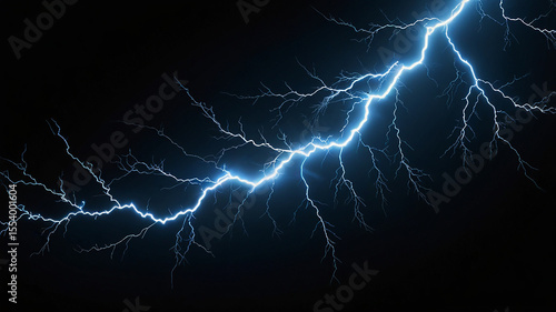 blue lightning isolated on black background