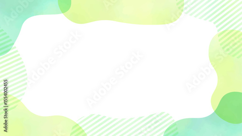 水彩風の爽やかな流体シェイプのフレーム