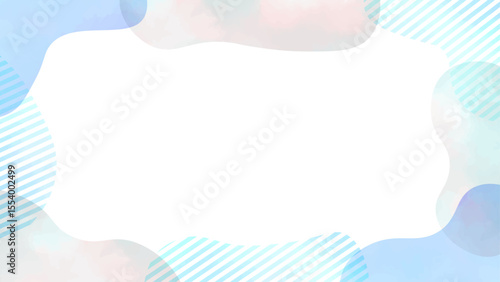 水彩風の涼しげな流体シェイプのフレーム