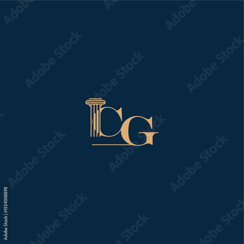 with monogram and pillar concept of elegant attorney design CG classy law logo letter