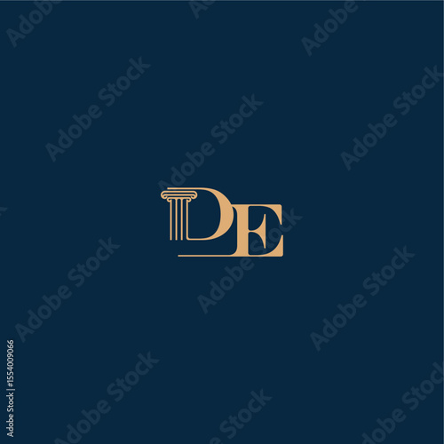 with monogram and pillar concept of elegant attorney design DE classy law logo letter