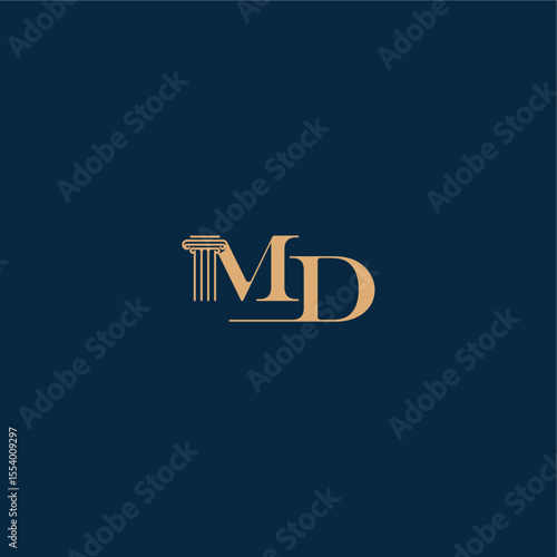 with monogram and pillar concept of elegant attorney design MD classy law logo letter
