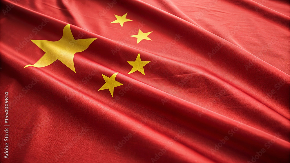 Close-up of the Chinese Flag, Capturing the Texture and Symbolism Close-up of the Chinese Flag, Capturing the Texture and Symbolism