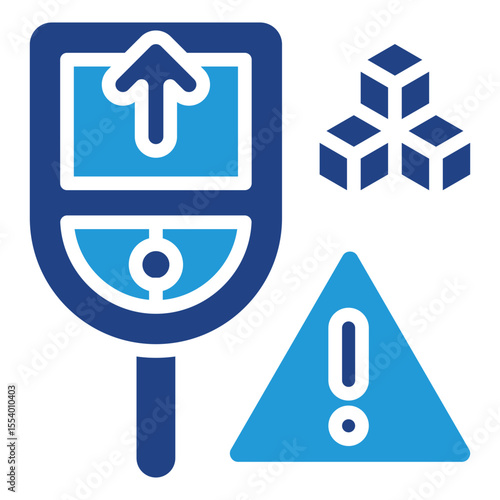 Sugar cube icon arrow up the importance of monitoring and managing blood sugar for people with hyperglycemia, which can cause various serious health problems, especially diabetes