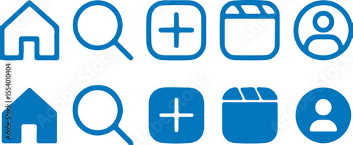 “Essential Blue UI Icon Set: Home • Search • Add • Dashboard • Profile”

