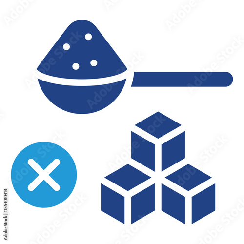 The glyph icon warning of excessive sugar content is shown with three cubes or something related to sweetness