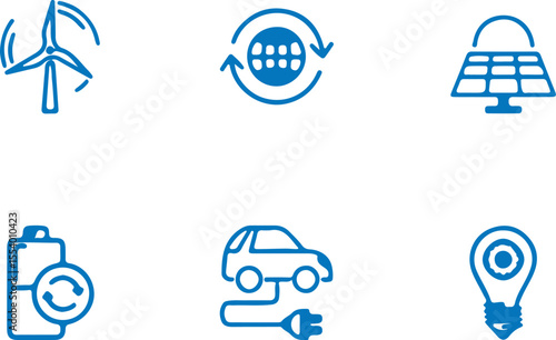“Empowering the Future: Blue‑Line Renewable Energy Icons”

