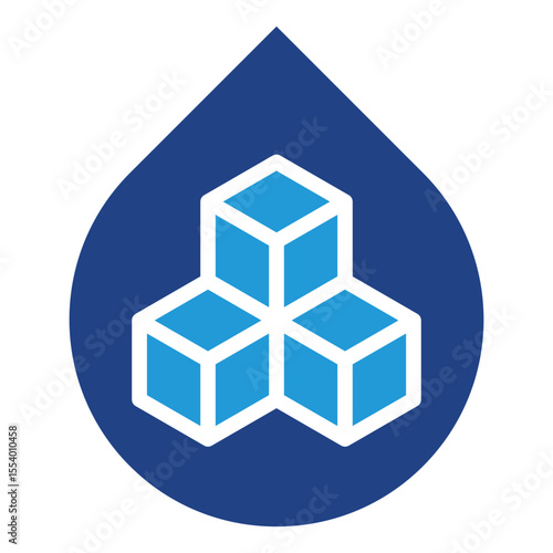 Icon a blood containing the three cube sugar symbol conveying a prohibition message regarding the cause of sugar which causes disease.
