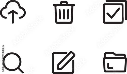 "Basic User Interface Icon Set in Black Line Style"