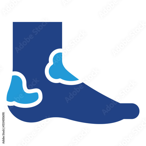Icon of an abnormal foot condition, such as swelling due to diabetes, inflammation, rash, sores, or other skin problems on the feet or ankles