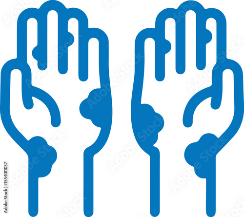 Blue and white hand print symbol of care and support