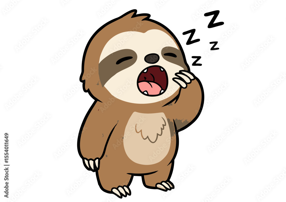 Obraz premium Adorable Sleepy Sloth Illustration Cute Cartoon Animal Design
