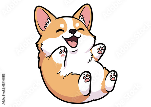 Adorable Happy Corgi Illustration Cute Puppy Cartoon Art
