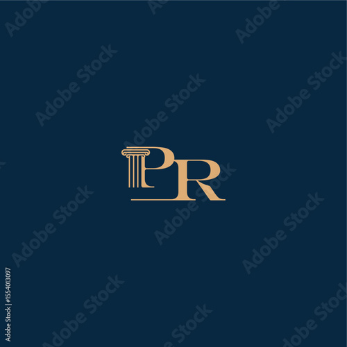 with monogram and pillar concept of elegant attorney design PR classy law logo letter