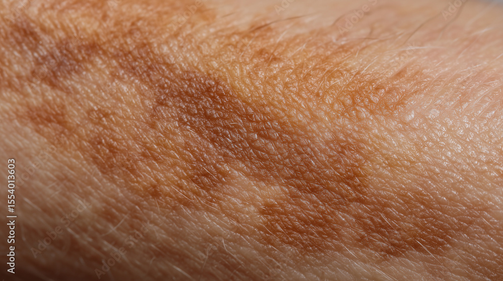 Fototapeta premium Close up of dry skin with brown age spots and fine hair showing texture and natural detail on human skin surface