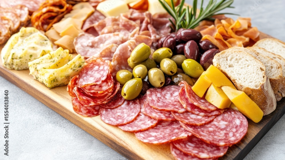 Assorted cured meats and cheeses platter Assorted cured meats and cheeses platter