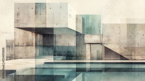 Modern concrete architectural design with an indoor pool.