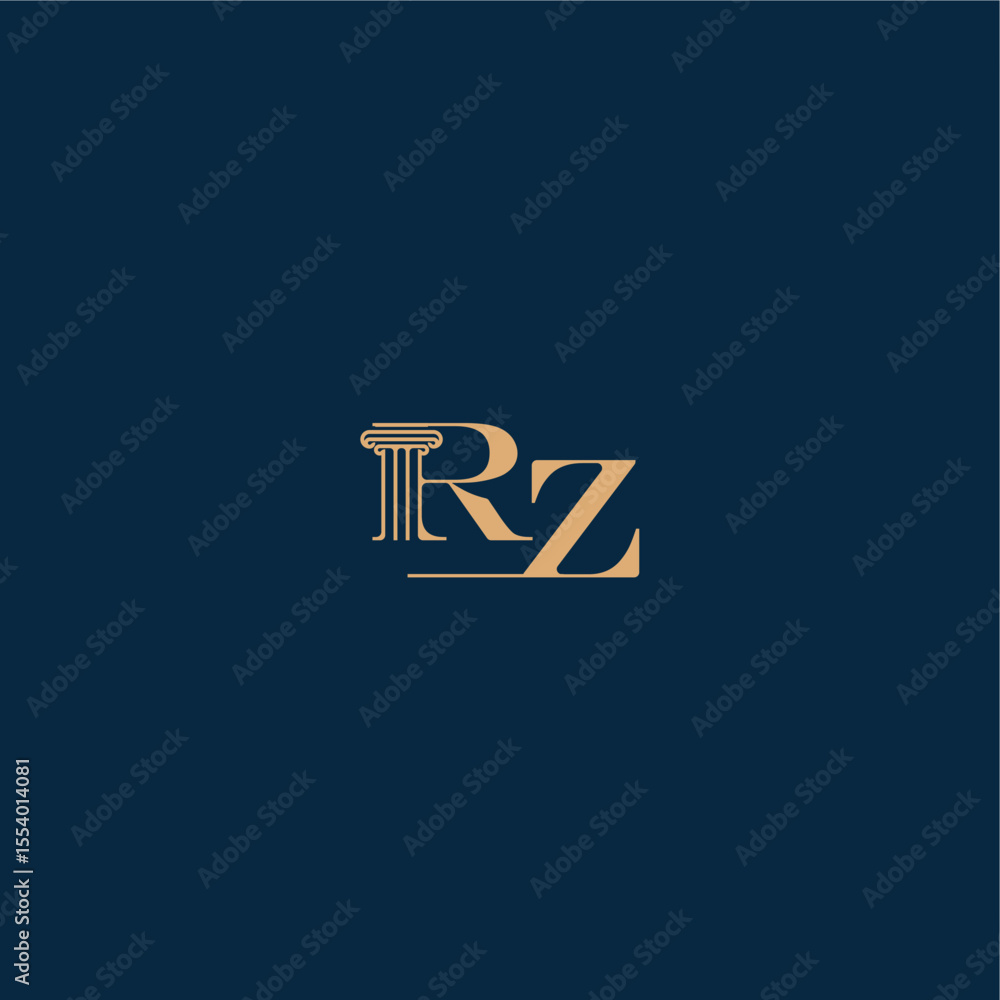 with monogram and pillar concept of elegant attorney design RZ classy law logo letter with monogram and pillar concept of elegant attorney design RZ classy law logo letter