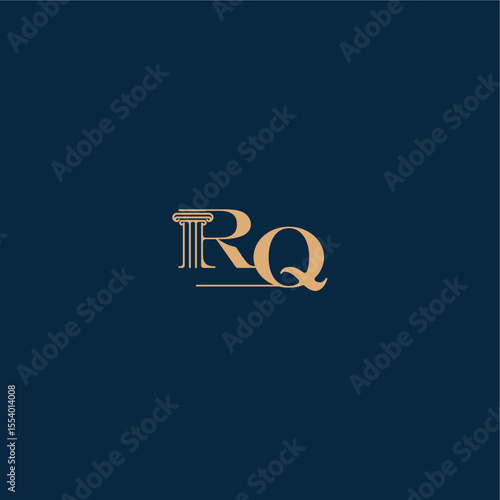 with monogram and pillar concept of elegant attorney design RQ classy law logo letter