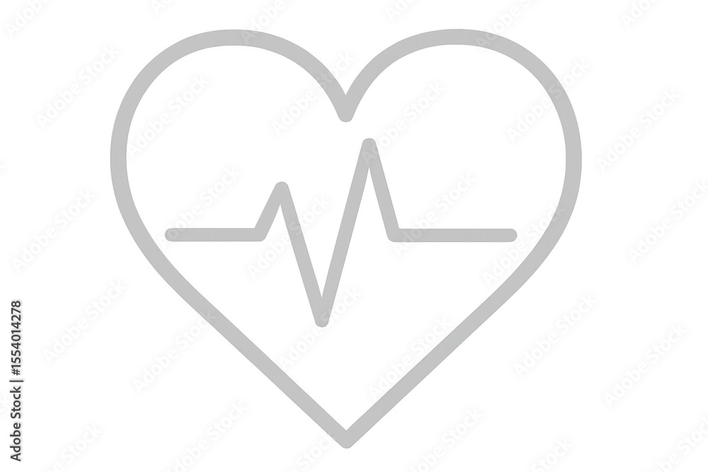 Glowing heartbeat rhythm tracing heart silhouette, representing cardiac wellness on transparent backdrop Glowing heartbeat rhythm tracing heart silhouette, representing cardiac wellness on transparent backdrop