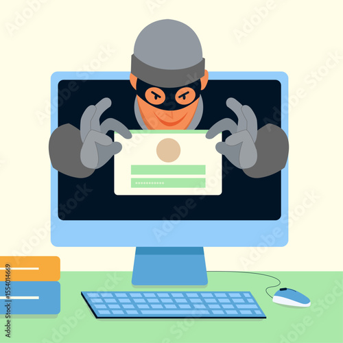 Hacker impersonation identity theft vector illustration