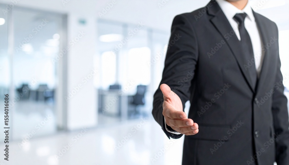 Business wallpaper with blurry office interior and a man in a suit looking large to the right Business wallpaper with blurry office interior and a man in a suit looking large to the right