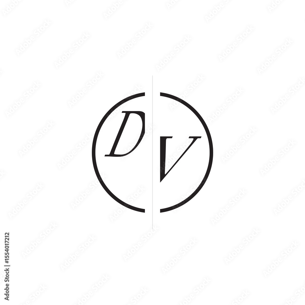 Initial Alphabet Design DV Monogram Simple Logo Unique Vector Circled Alphabet Initial Alphabet Design DV Monogram Simple Logo Unique Vector Circled Alphabet