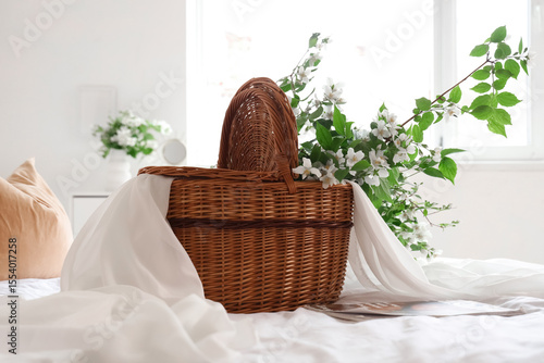 Wicker basket with blooming...