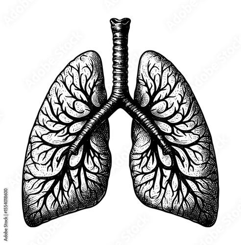 hand drawn lungs vector art