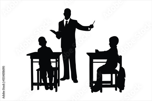 Teacher and Students Classroom Education Silhouette