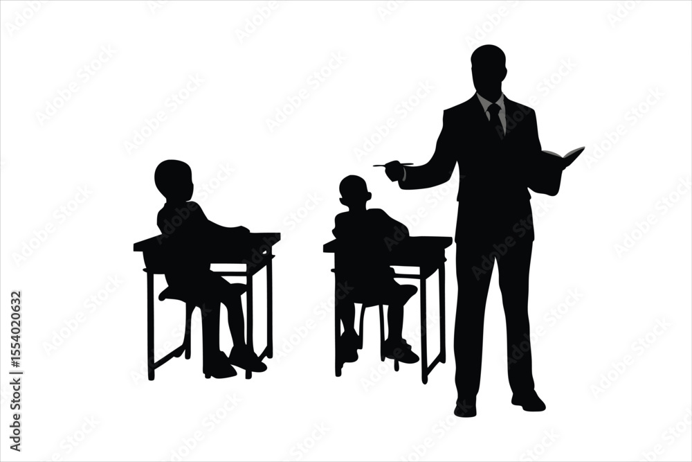 Fototapeta premium Teacher and Students Classroom Education Silhouette