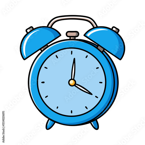 Flat blue alarm clock icon vector illustration design