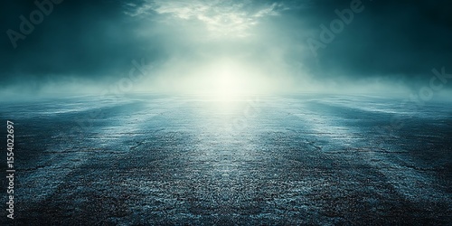 Atmospheric scene with a mysterious fog and luminous sky background