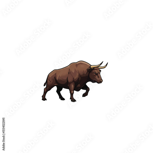 bull isolated on white, bull, animal, farm, cartoon, isolated, mammal, vector, brown