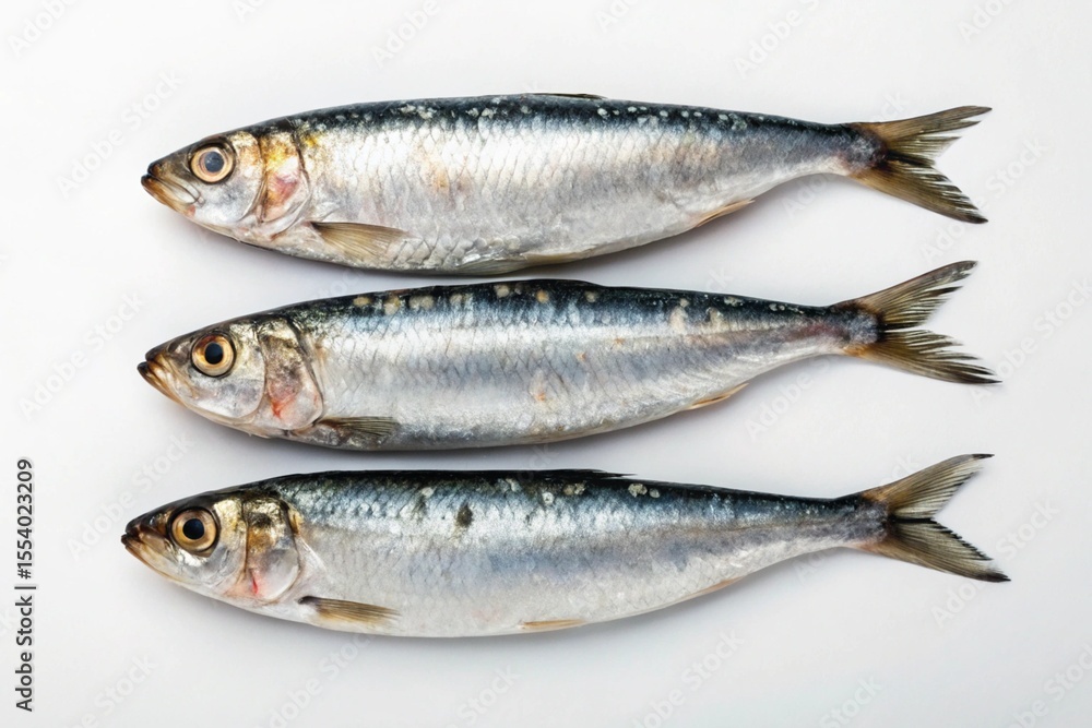 Three whole sardines, fresh fish
Three whole sardines, fresh fish