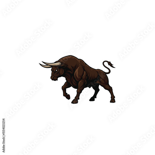 bull  vector illustration white background, muscular bull in mid-charge, capturing strength, aggression, and motion in a bold style sketch engraving generative ai vector illustration. 