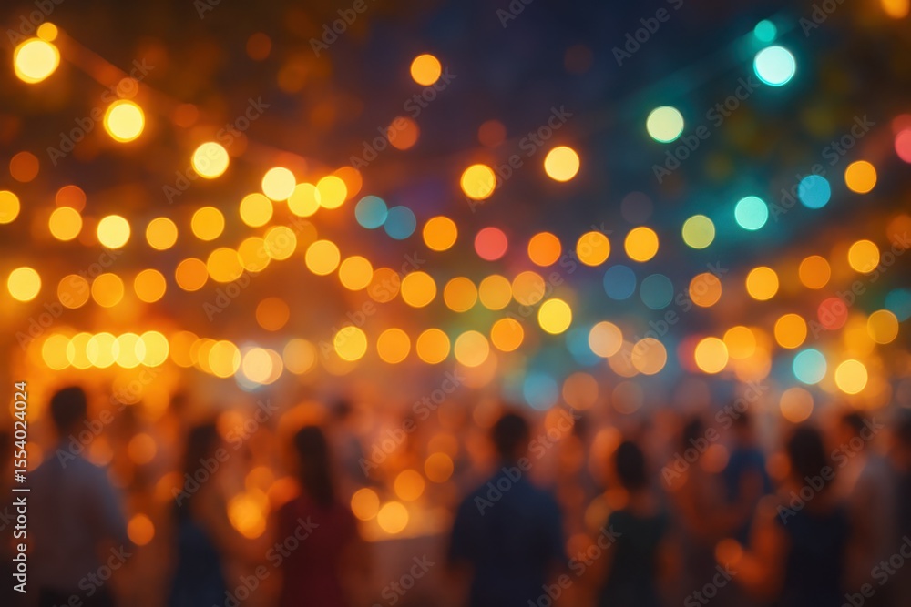 Fototapeta premium Festive celebration atmosphere with vibrant bokeh lights and party ambiance