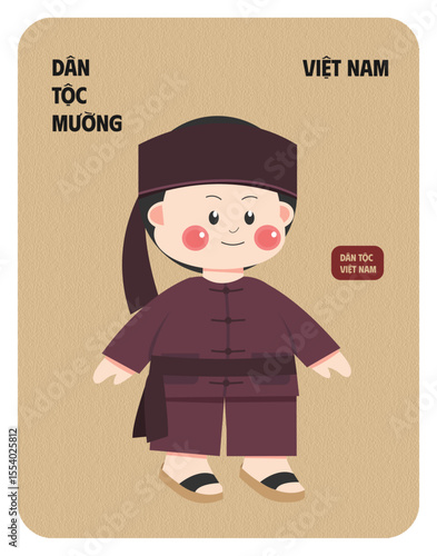 Vietnam Muong male character wearing cultural outfit flat design

