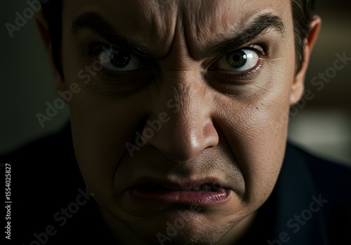 Wallpaper Mural A close-up portrait of a man making an angry, disgusted, or furious facial expression, with furrowed brows and gritted teeth, conveying intense negative emotion Torontodigital.ca