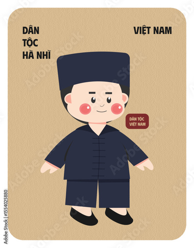 Ha Nhi ethnic character in traditional costume vector illustration