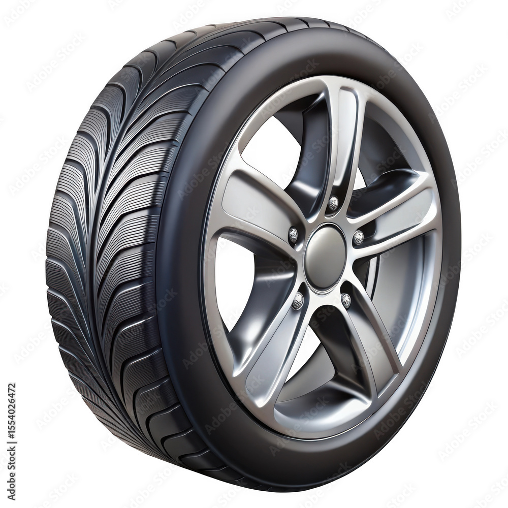 Fototapeta premium 3d tire and rim isolated on transparent background